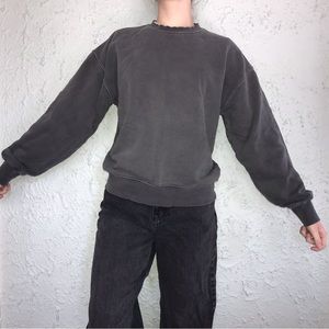 FOREVER 21 Charcoal Grey Basic Fleece Crew Pullover